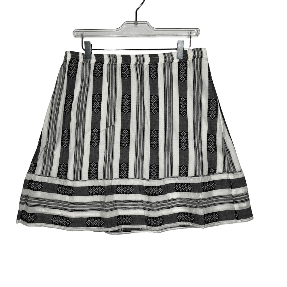 Garnet Hill Striped Organic Cotton Ruffle Skirt‎ Women's Size L